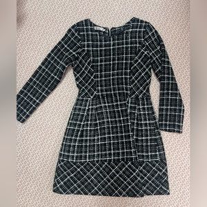 Black tweed dress with white details